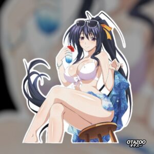 Lewd anime car sticker featuring Cattleya from Freezing in a summer bikini, Otazoo edition.