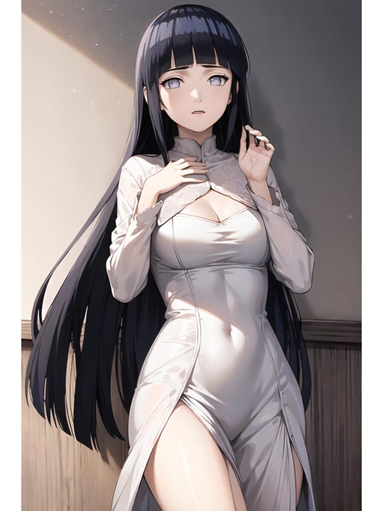 Top 10 Anime Waifus for Introverts Who Crave Quiet Affection | Otazoo 1 A softly lit portrait of Hinata Hyuga in a white cheongsam — one of the most iconic introvert anime waifus with elegant, calm energy.