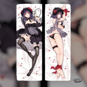 Lewd anime body pillow featuring Kitagawa Marin from My Dress-Up Darling, gothic black cosplay edition.