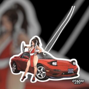 Mai Shiranui anime car freshener featuring REDSUN car, kawaii anime car accessory by OTAZOO.