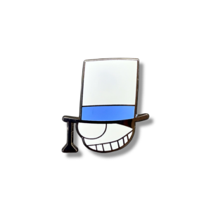 Front-facing view of Kaitou Kid anime enamel pin with glossy finish