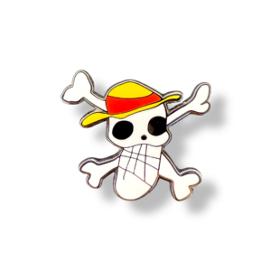 Front view of One Piece Luffy Jolly Roger enamel pin