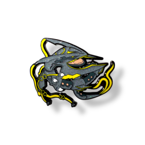 Pokemon enamel pin showing glittery Mega Rayquaza on a white background