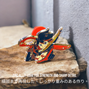 Kill la Kill enamel pin showing Ryuko Matoi with Scissor Blade on stone surface