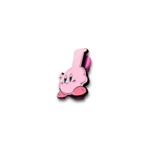 Kirby enamel pin showing pink Kirby character with cheerful expression on white background