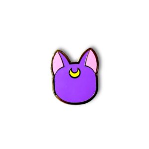 Sailor Moon enamel pin showing light purple Luna back view with crescent moon on white background